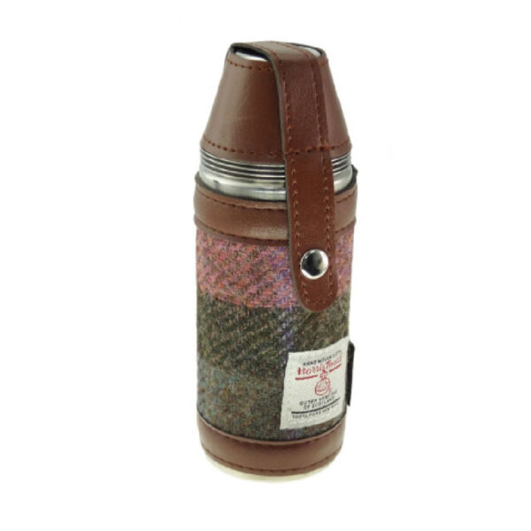 Harris Tweed Jagdflasche Gedecktes Grün & Rosa Tartan