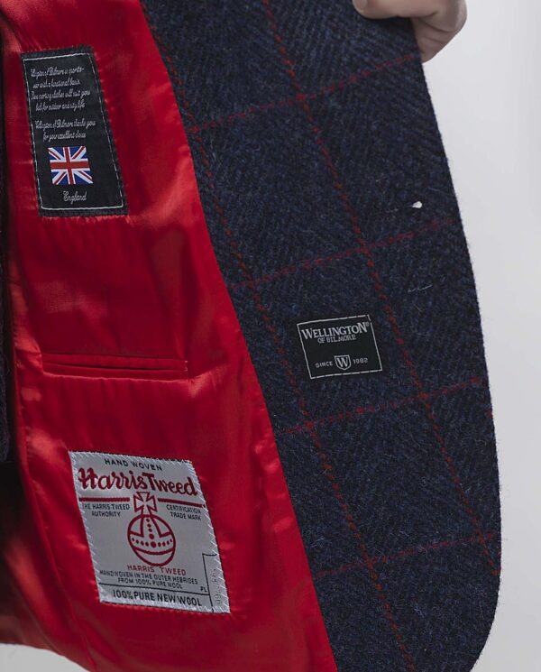Harris Tweed Sakko ''London'' In Red Overcheck