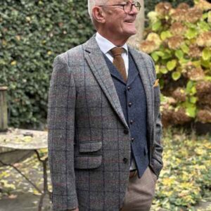 Harris Tweed Sakko ''London'' In Anthra Check