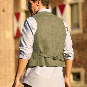 Harris Tweed Weste ''Wales'' In Light Green
