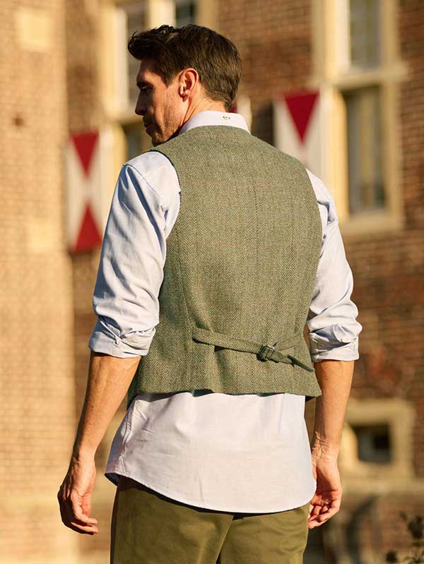 Harris Tweed Weste ''Wales'' In Light Green