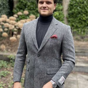 Harris Tweed Sakko DF 601 Grau Fishgrat