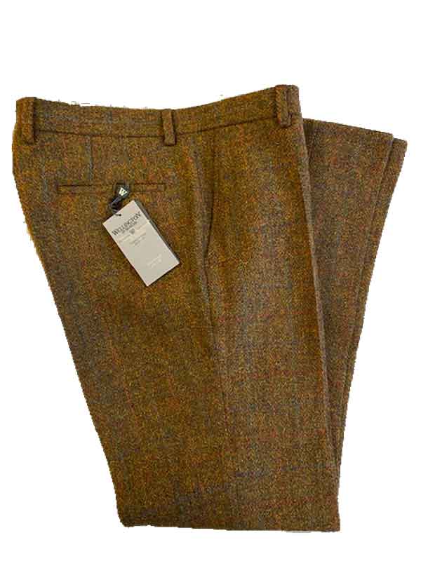 Harris Tweed Pantalon Oker met Lichte Overruit
