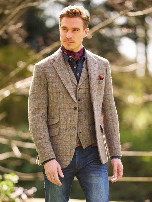 Harris Tweed Sakko ''London'' In Walnut Check