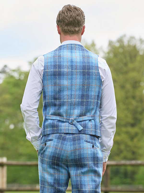 Harris Tweed Weste ''Wales'' In Jeans Herringbone