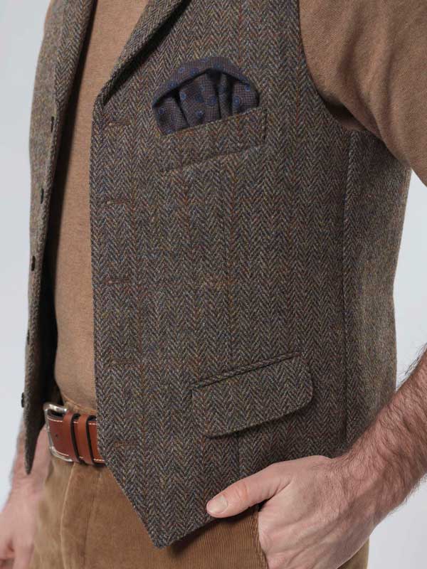 Harris Tweed Weste mit Revers 670