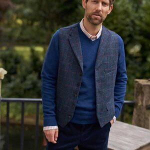Harris Tweed Weste ''Wales'' In Scottish Blue