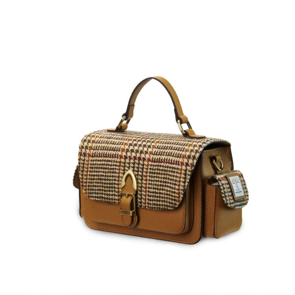 Harris Tweed Crossbody, The Melrose, Beigefarbener Hahnentritt