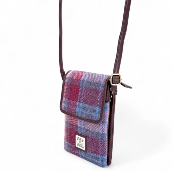 Mini-Umhängetasche aus Harris Tweed in Pastellrosa