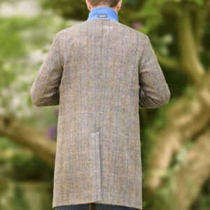 Harris Tweed Mantel "Barney" Für Herren In Green-Blue Herringbone