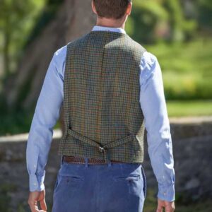 Harris Tweed Weste "Wales" In Green Castle