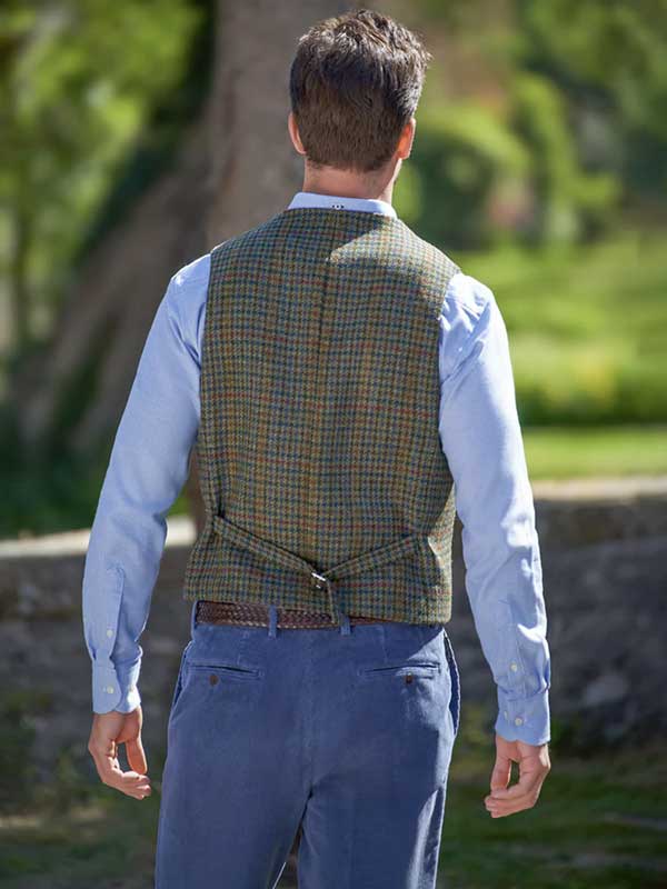 Harris Tweed Weste "Wales" In Green Castle