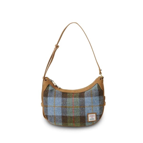 Harris Tweed Schultertasche, Modell Ellon, Islander, Kastanienblaues Tartanmuster