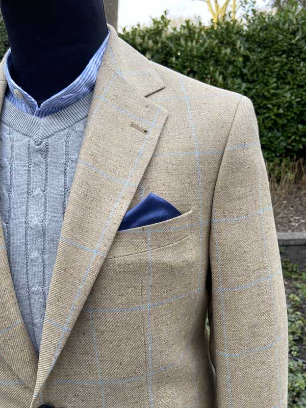 Wellington Seiden Sommer Sakko Beige Check