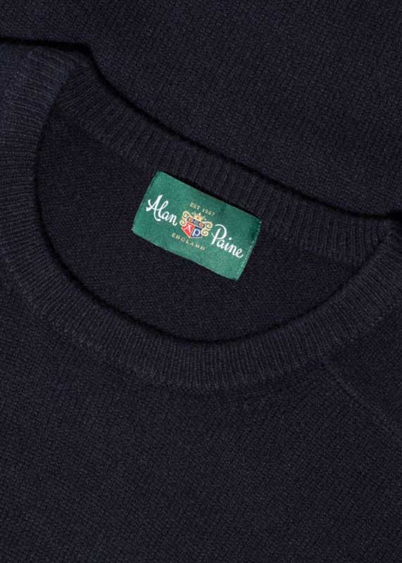 Alan Paine Lammwolle Pullover Rundhals Navy