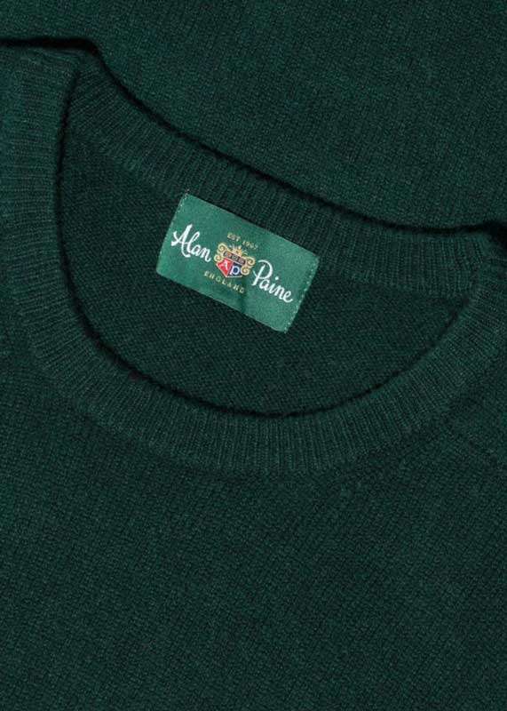 Alan Paine Lammwolle Pullover Rundhals Flaschengrün