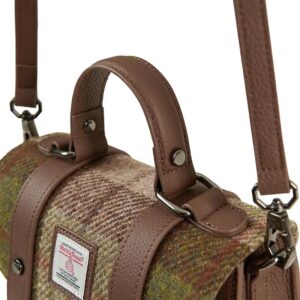 Harris Tweed Clutch, The Leather Mini Satchel, Islander, Chestnut Tartan