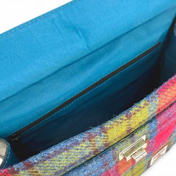 Harris Tweed Satchel Bag in Blau/Rosa Karo