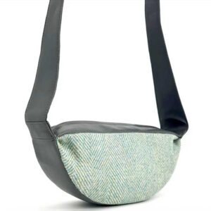 Harris Tweed Umhängetasche in Türkis mit Fischgrätmuster