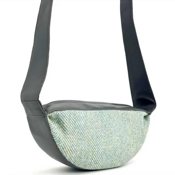 Harris Tweed Umhängetasche in Türkis mit Fischgrätmuster