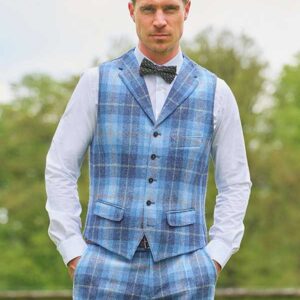 Harris Tweed Weste ''Wales'' In Jeans Herringbone