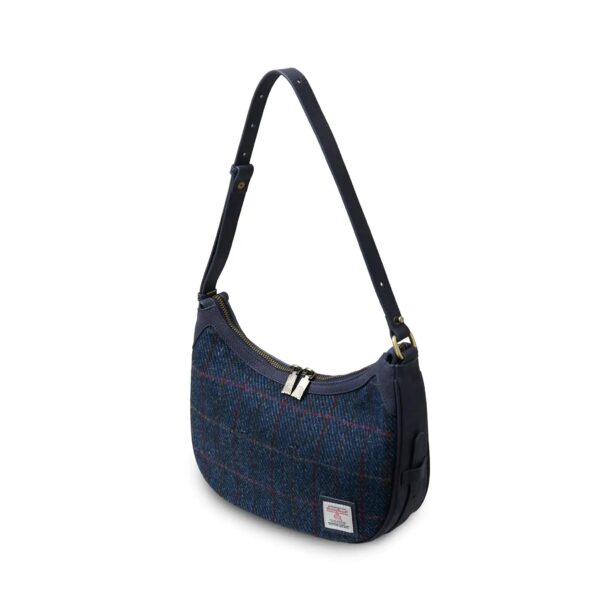 Harris Tweed Schultertasche, Modell Ellon, Islander, Navy Over-Check