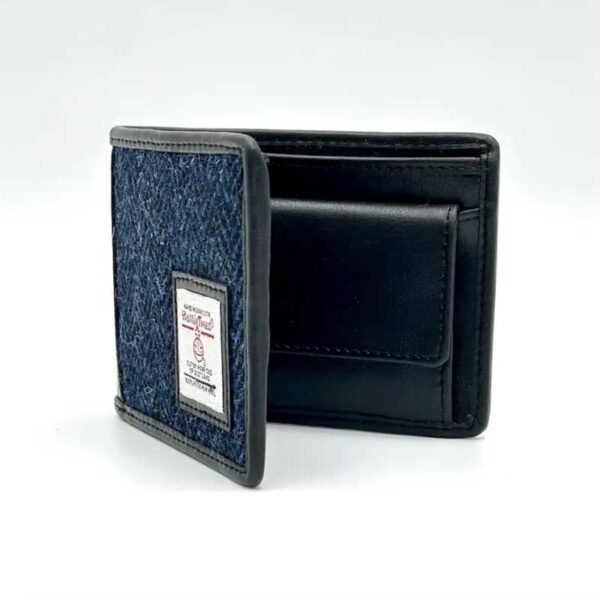 Harris Tweed Bifold Münzgeldbörse in Blau