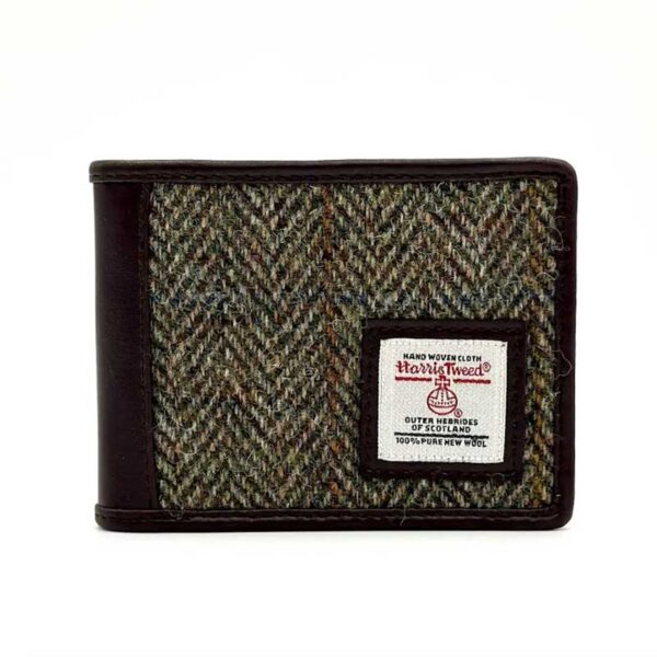 Harris Tweed zweifach faltbare Geldbörse in Country Green