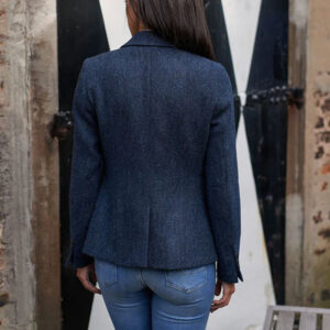 Harris Tweed Blazer ''Ami'' In Blue Herringbone