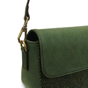 Harris Tweed Clutch, The Caithness, Islander, Dunkelgrünes Fischgrätmuster