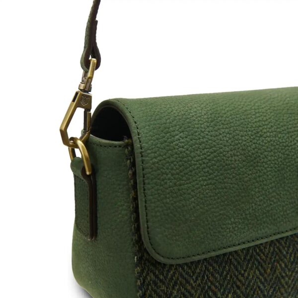 Harris Tweed Clutch, The Caithness, Islander, Dunkelgrünes Fischgrätmuster