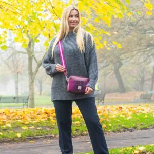 Harris Tweed Kameratasche in Lila-Karo