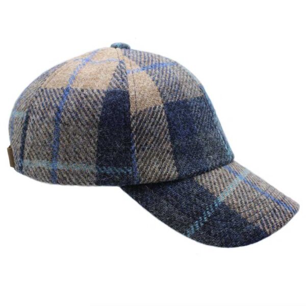 Harris tweed baseball cap Sand Navy Check
