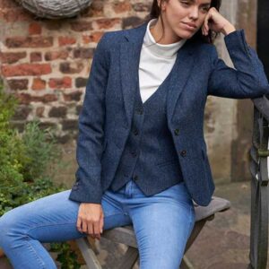Harris Tweed Blazer ''Ami'' In Blue Herringbone