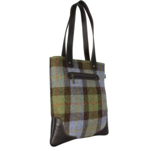 Otley Tote Harris Tweed Handtasche - Grün-Blau Kariert