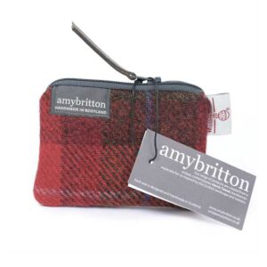Harris Tweed Highland Kartenhandtasche, rot-kariert