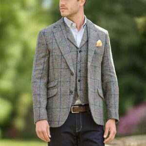 Harris Tweed Sakko ''London'' In Anthra Check