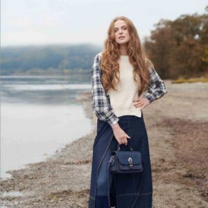 Harris Tweed Crossbody, The Melrose, Marineblaues Überkaro