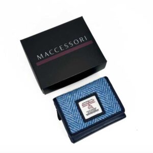 Harris Tweed Trifold Geldbörse, Himmelblau