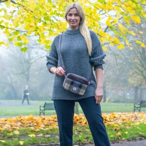 Harris Tweed Kameratasche in Blau/Braun Kariert