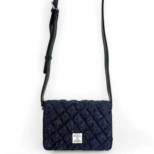 Harris Tweed Stepp-Schultertasche in Blau
