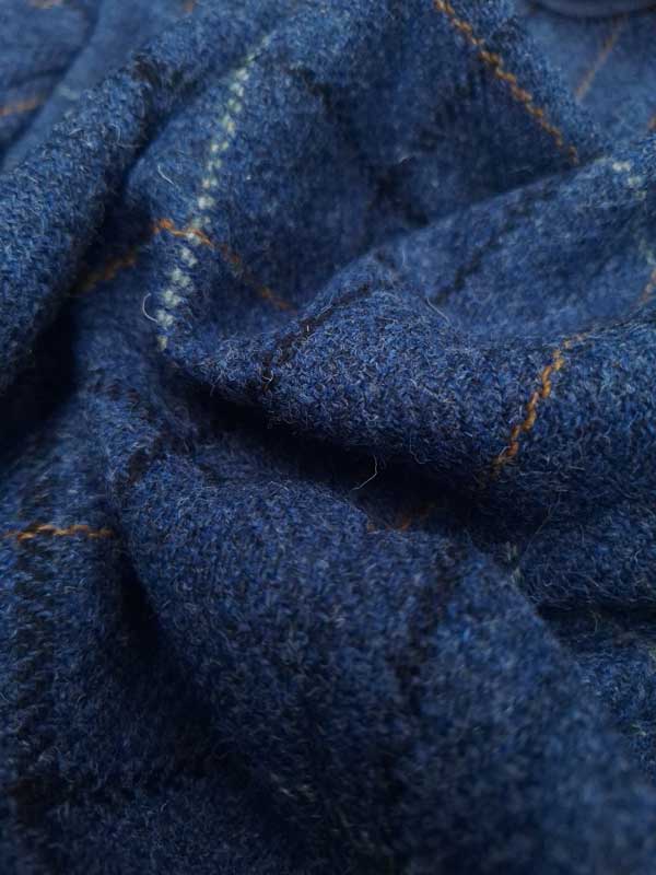 Harris Tweed Weste ''Wales'' In Blue Overcheck