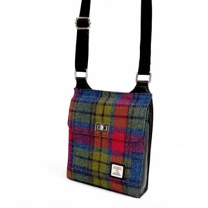 Harris Tweed Satchel Bag in Blau/Rosa Karo