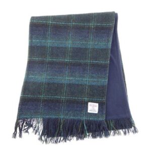 Harris Tweed Schal In Blau Mit Türkisfarbenem Karomuster
