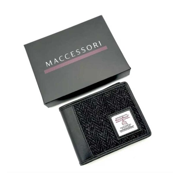 Harris Tweed Bifold Geldbörse in Anthrazit