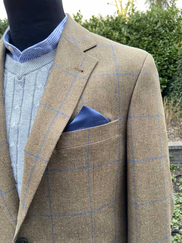 Wellington Seiden Sommer Sakko Sand Check