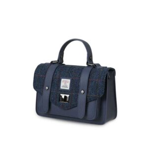 Harris Tweed Clutch, The Leather Medium Satchel, Islander, Marine Check