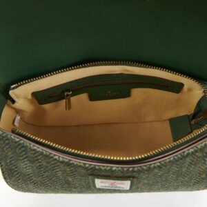 Harris Tweed Clutch, The Caithness, Islander, Dunkelgrünes Fischgrätmuster