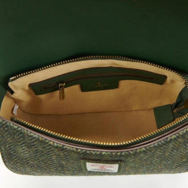 Harris Tweed Clutch, The Caithness, Islander, Dunkelgrünes Fischgrätmuster