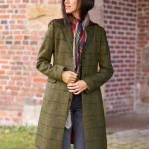 Harris Tweed Damenmantel ''Emilia'' In Green Overcheck